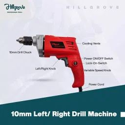 Hillgrove 550 W 10 mm Drill Machine, Hand Gloves Set, HGCM324M1 image 2