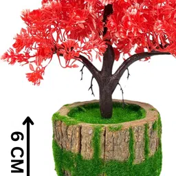 Dekorly Red Plastic Artificial Flowers & Plants With Pot image 3