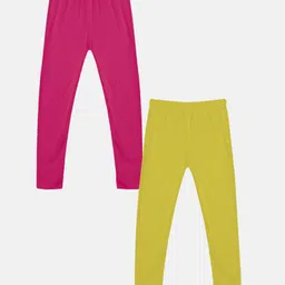 Kiddopanti Pack Of 2 Solid Leggings - Fuchsia & Yellow-picture-38