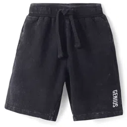 Babyhug Cotton Knit Mid Thigh Length Shorts with Text Print - Black-picture-37