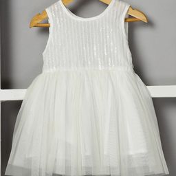Budding Bees Sleeveless Sequins Embellished Dress - White-picture-9