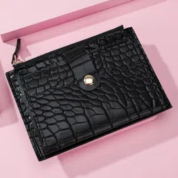 Fargo Women Travel, Trendy Black Artificial Leather Wrist Wallet - Black-image-40