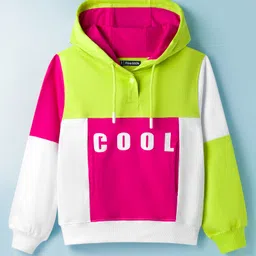 Pine Kids Cotton Knit Full Sleeves Cut & Sew Hooded Sweatshirt with Text Graphic - Multicolor-image-85
