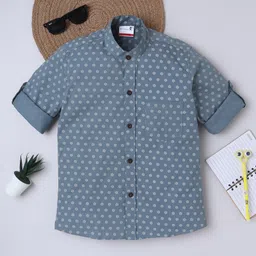BAATCHEET Cotton Woven Full Sleeves Floral Printed Shirt - Blue-picture-15