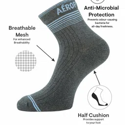 Aeropostale Men Pack Of 3 Striped Half Cushion Ankle-Length Socks image 4
