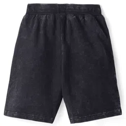 Babyhug Cotton Knit Mid Thigh Length Shorts with Text Print - Black image 2