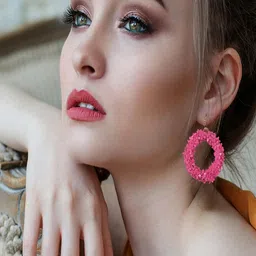 UNIVERSITY TRENDZ Gold-Plated Circular Shaped Drop Earrings-image-70
