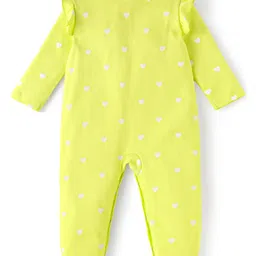 Babyhug Disney Interlock Knit Full Sleeves Sleep Suits with Tinker Bell Graphics & Frill Detailing Pack of 2 - Green & Purple image 3