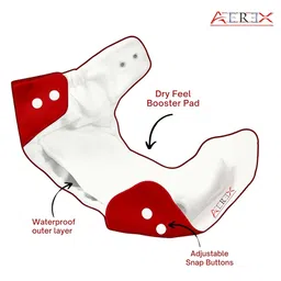 AEREX Reusable Baby 2 Cloth Diapers For 6 Months to 3 Years With 2 Insert Pads Leak Proof Washable Diapers For New Born Babies Adjustable Pocket Cloth Diaper Nappies (Red & Yellow) image 3