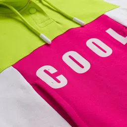 Pine Kids Cotton Knit Full Sleeves Cut & Sew Hooded Sweatshirt with Text Graphic - Multicolor image 3