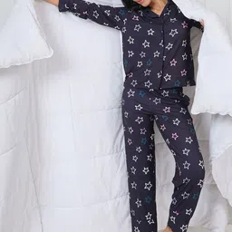Sweet Dreams Women Conversational Printed Lapel Collar Night Suit-image-84
