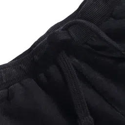 Babyhug Cotton Knit Mid Thigh Length Shorts with Text Print - Black image 4