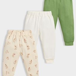 MiArcus Kids Pack Of 3 Solid & Printed Mid-Rise Thermal Bottoms-picture-49