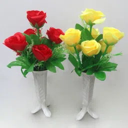 om collections Big Rose Artificial flower Multicolor Rose Artificial Flowerwith Pot-picture-22