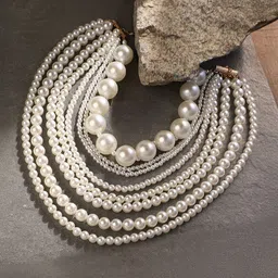 SOHI Gold-Plated Pearls Beaded Antoinette Multi-Layer Necklace-picture-43