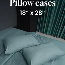 Oyvu Teal Striped 300 TC King Bedsheet with 2 Pillow Covers image 2