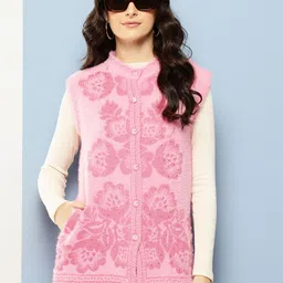 BAESD Women Floral Woollen Cardigan-image-84