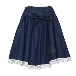 StyleStone Girls Denim Blue Embellished Flared Skirt-image-33