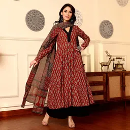 KALINI Women Ethnic Motifs Printed Regular Kurta with Palazzos & With Dupatta image 3