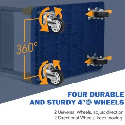 Hartley Foldable Platform Trolley 400 Kg Load Capacity Ergonomic Handle 4 Wheel Plastic Blue & Black, NS HT-400kg image 4