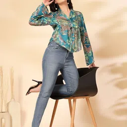 fuchsia PRETTY LOVING THING Women Print Bell Sleeve Shirt Style Top image 5