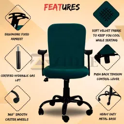 zidle Rainbow Adjustable Back Office Chair 114.3x60.96 cm Green for Study & Home Office image 2