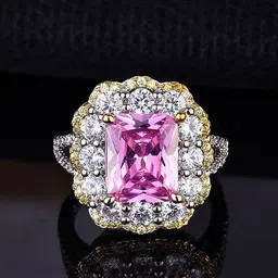Jewels Galaxy Silver-Plated American Diamond Stone Studded Adjustable Finger Ring image 1