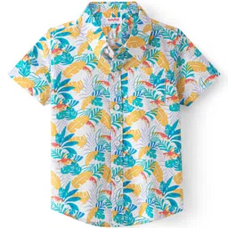 Babyhug 100% Cotton Woven Half Sleeves Regular Collar Shirt Leafy Print - Multicolour-picture-15