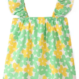 Babyhug Rayon Woven Sleeveless  Top With Floral Print - Green & Yellow-picture-23