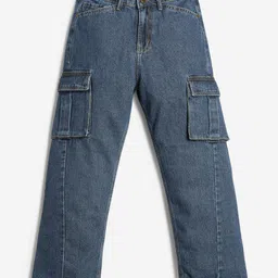 Lilpicks Couture Solid Cargo Denim Jeans - Blue-picture-21