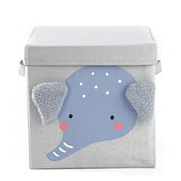 House of Quirk Storage Bins with Lid Foldable Clothing Storage Box case with Handle for Toy Books Closet Bedroom Home-Grey Elephant-picture-44