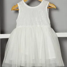 Budding Bees Sleeveless Sequins Embellished Dress - White-picture-14