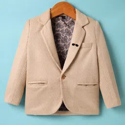 Rikidoos Full Sleeves Textured Blazer - Fawn-picture-20