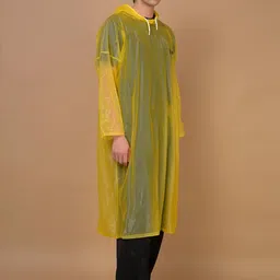Dollar Unisex Yellow Lightweight Waterproof Reusable & Adjustable Hood Rain Poncho image 3