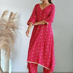 OZIA Women Geometric Printed Kurta with Palazzo image 4