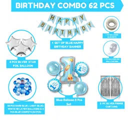 Bubble Trouble Boys Happy Birthday Balloon Banner Decoration Kit Combo Blue - Pack of 62 image 2