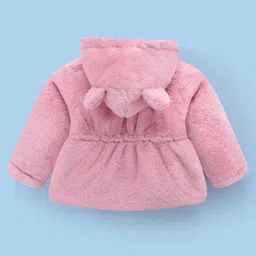 Kookie Kids Full Sleeves Front Open Hooded Solid Coloured Jacket With Ears Applique - Pink image 2