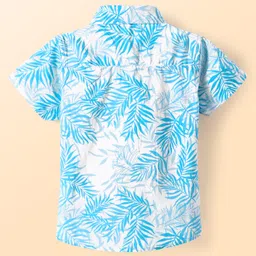 Babyhug Cotton Woven Half SleevesShirt with Leaf Print - White image 2