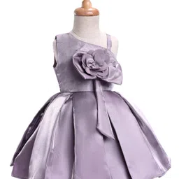 Enfance Sleeveless Floral Applique Pleated Dress - Mauve image 2