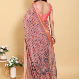 SYMVI Floral Linen Blend Fashion Saree image 3