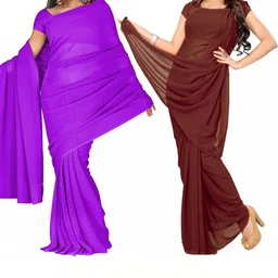 FANCYNINE Poly Georgette Saree image 2