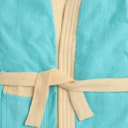 BUMZEE Half Sleeves Bathrobe - Mint Blue & Yellow image 4
