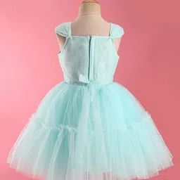 Enfance Sleeveless Abstract Detailed Shimmered Flared Dress - Sea Green image 3