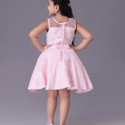 Enfance Sleeveless Textured Floral Applique Dress - Pink image 3