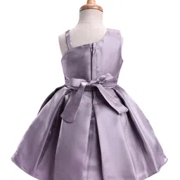 Enfance Sleeveless Floral Applique Pleated Dress - Mauve image 3