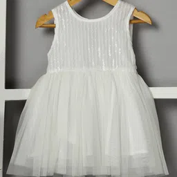 Budding Bees Sleeveless Sequins Embellished Dress - White image 4