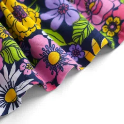 Babyhug Single Jersey Knit Sleeveless Frock With Floral Print - Navy Blue image 3