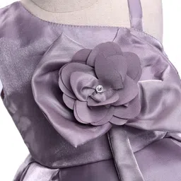 Enfance Sleeveless Floral Applique Pleated Dress - Mauve image 4