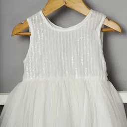 Budding Bees Sleeveless Sequins Embellished Dress - White image 5