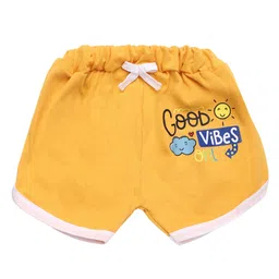 Superminis Cotton Blend Knit Pack Of 2 Good Vibes Only & Smile Text Printed Shorts - Yellow & Pink image 5